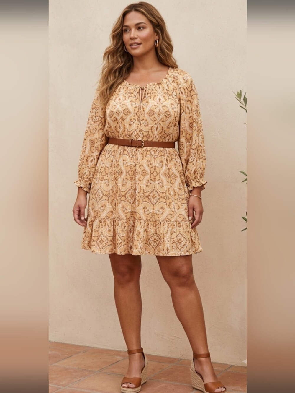 Torrid Challis Ruffle Neck Long Sleeve Dress 2XL NWT